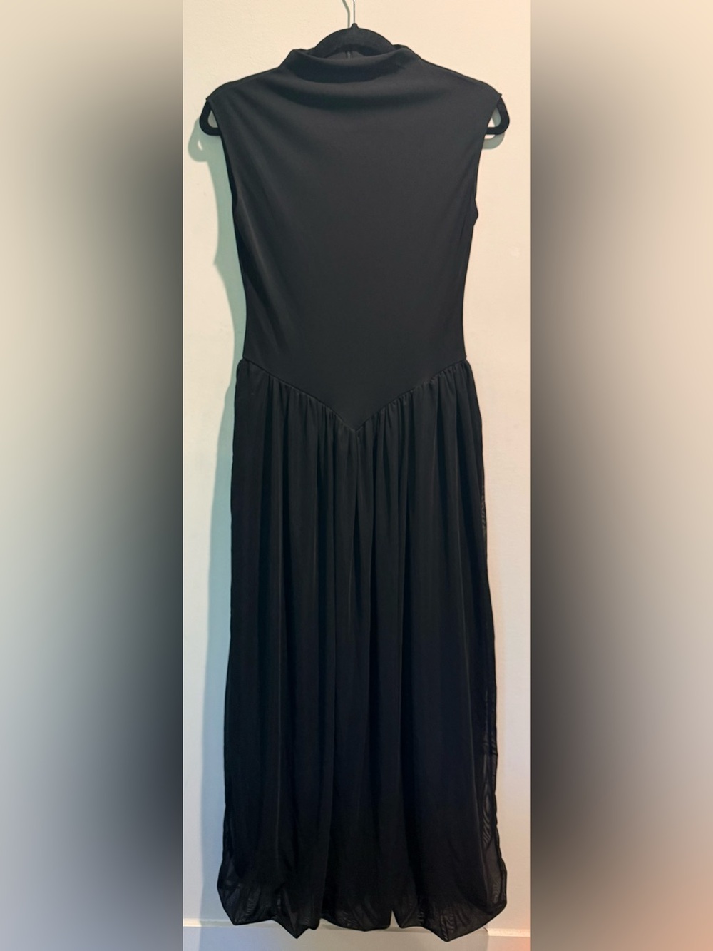 Zara Long Contrast Tulle Dress Black Mock Neck Bubble Hem NWOT Size Medium - Picture 6 of 8